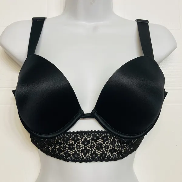 Victoria's Secret Push-Up Bra Size‎ 34C Black Lace Longline Plunge Underwire - Image 3