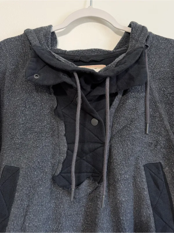 Free People Sadie Surplus Knit Jacket Hoodie Grey Size Small Oversized Fleece - Image 6