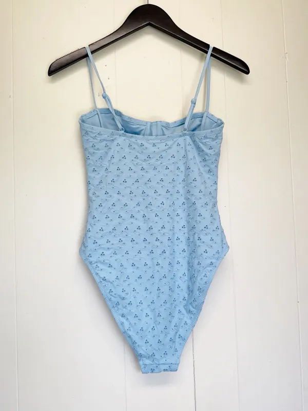 NWT J. CREW Blue Eyelet Balconette Underwire One-Piece Swimsuit CL724 Size 6 - Image 9