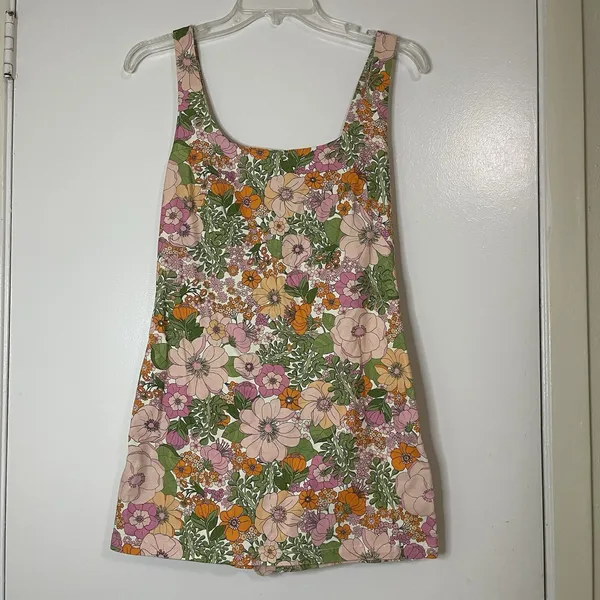 Mango MNG Orange floral scoop neck romper size XS -seen on TV! - Image 3