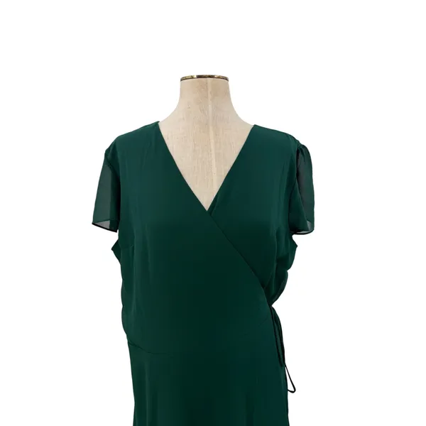 Baltic Born Bristol Midi Wrap Dress Emerald Green Flutter Sleeve NWT Size 2X - Image 2