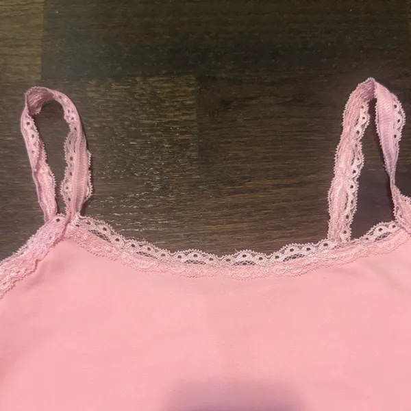 Pink Lace Trim Cami Top Size M - Image 2
