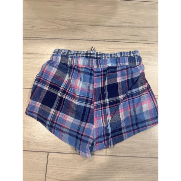 Von Dutch Pajama Set White Pink Ringer Crop Top Blue Plaid Shorts Small NWT - Image 6