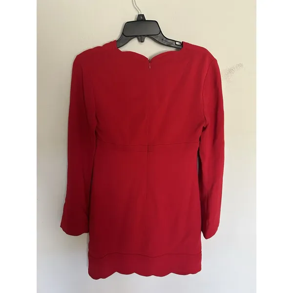 ALC Red Scallop Eva V-Neck Mini Dress Size 4 Designer Special Occasion Sexy - Image 4