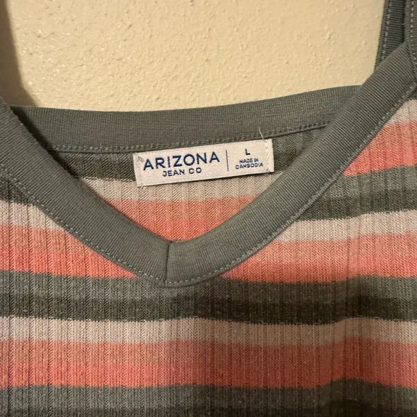 Arizona Jeans Women's Camisole - Green and Pink Stripes - Image 2