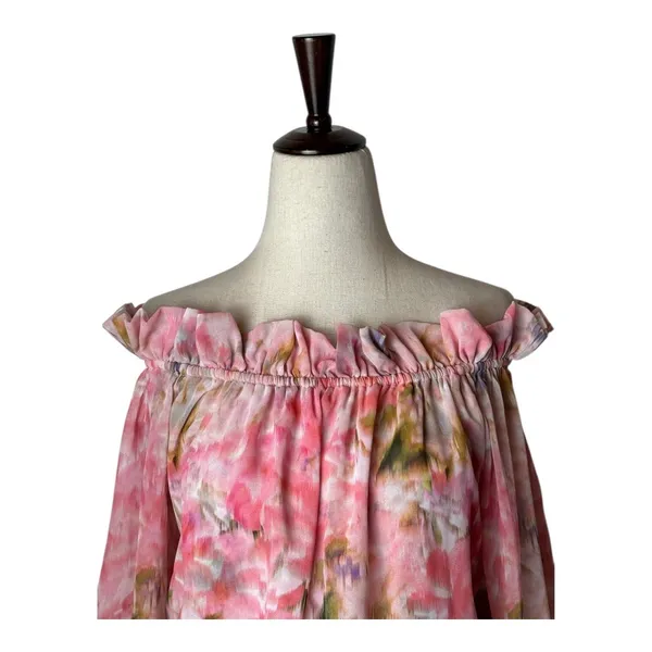MISA Los Angeles‎ Danae Dress Women XS Pink Taza Floral Mini Off Shoulder Boho - Image 5
