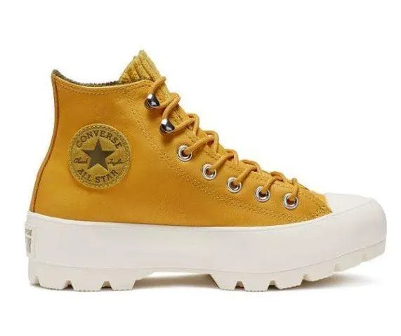Converse Mustard Yellow Lugged Sole High Top Sneakers - Image 2
