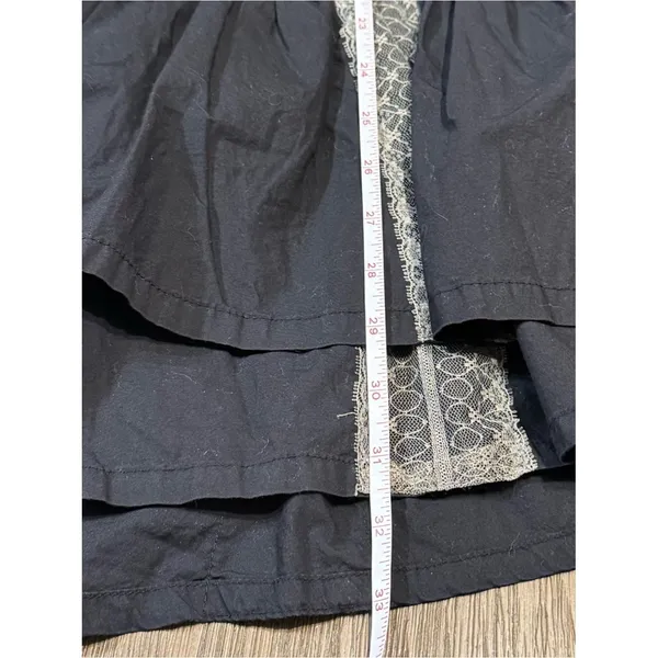 Anthropologie Black Poplin Lace-Trim Skirty Smock Waist Romper - Image 7