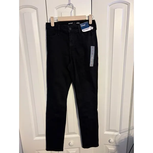 Old Navy Womens High Rise Straight Leg Jeans Black Size 0 NWT‎ 734893-00-1 - Image 2