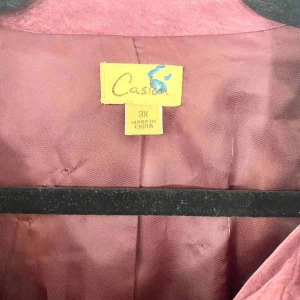 Caslon Early 2000's Burgundy / Berry Purple Red Genuine Leather Suede Jacket 3XL - Image 7