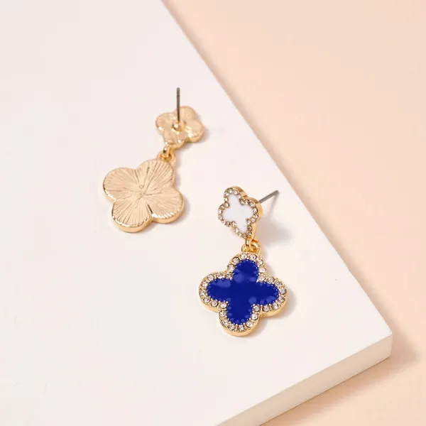 Game Day Enamel Clover Dangling | Earrings-Blue & White - Image 2