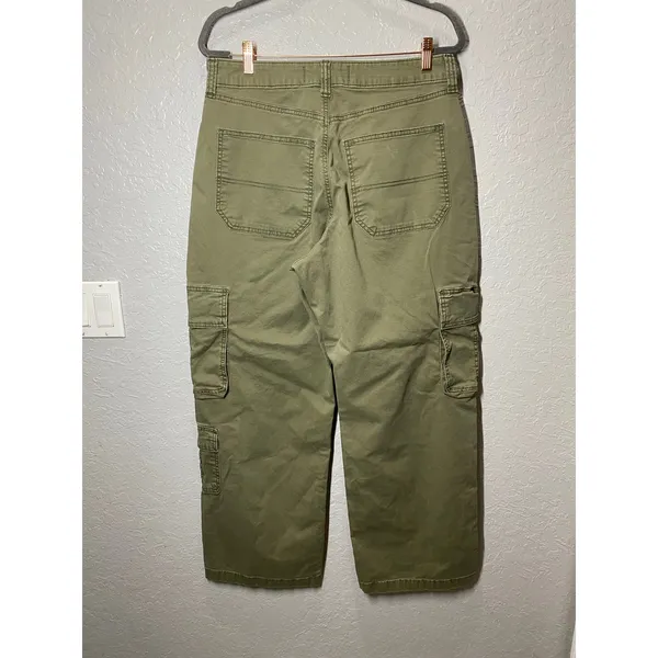 Hollister Ultra High Rise Baggy Green Cargo Pants Sz 14R Boho Outdoors Casual - Image 6