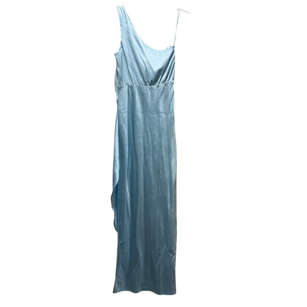 Abercrombie Fitch One Shoulder Ruched Satin Maxi Dress Sky‎ Blue XS - Image 5