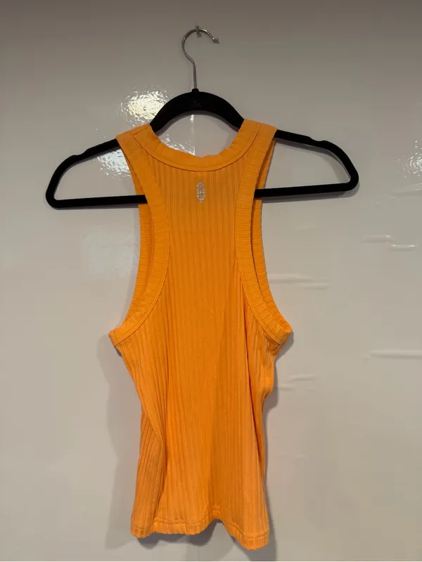 FP Movement Free People Ribbed Tank Top Orange Sleeveless Crew Neck Womens XS - Image 3