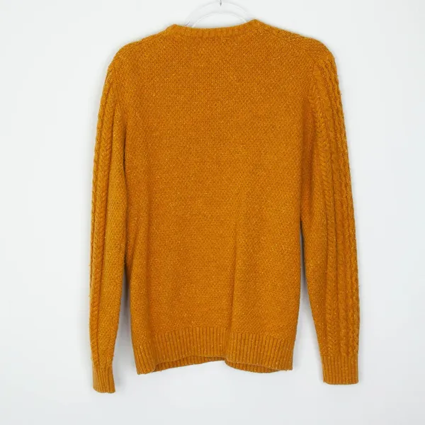 Old Navy Womens Wool Blend Cable Knit Crewneck Pullover Sweater Size M Gold Cozy - Image 7