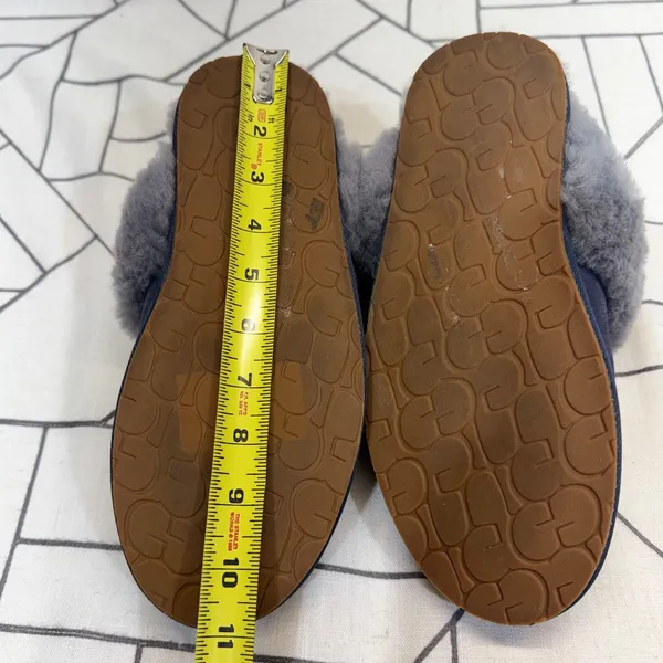 UGG Scuffette II Slippers Size 9 Navy Blue Grey Sheepskin Suede Mules 1106872 - Image 10