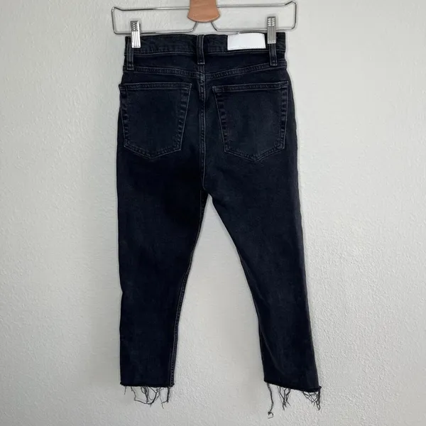 Re/Done Originals Black High Rise Ankle Crop Denim Jeans Size 25 - Image 4