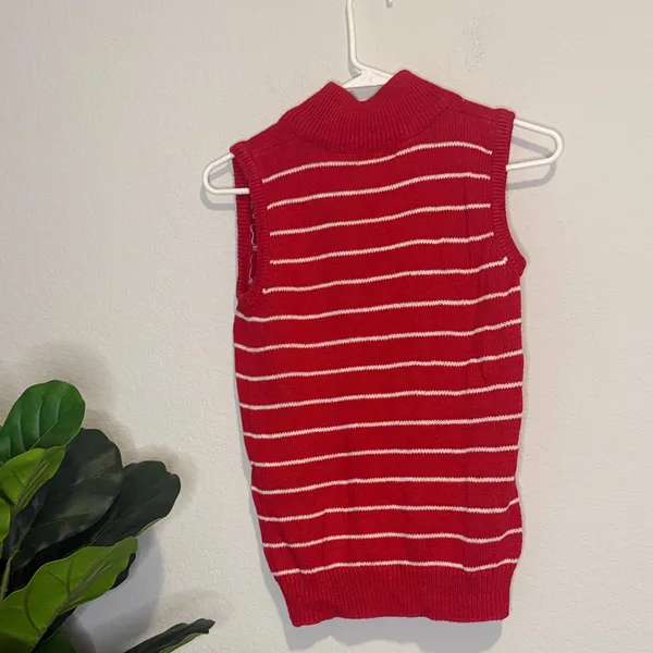 Vintage Calamity Jayne Red and white striped knit Sweater Vest small - Image 5