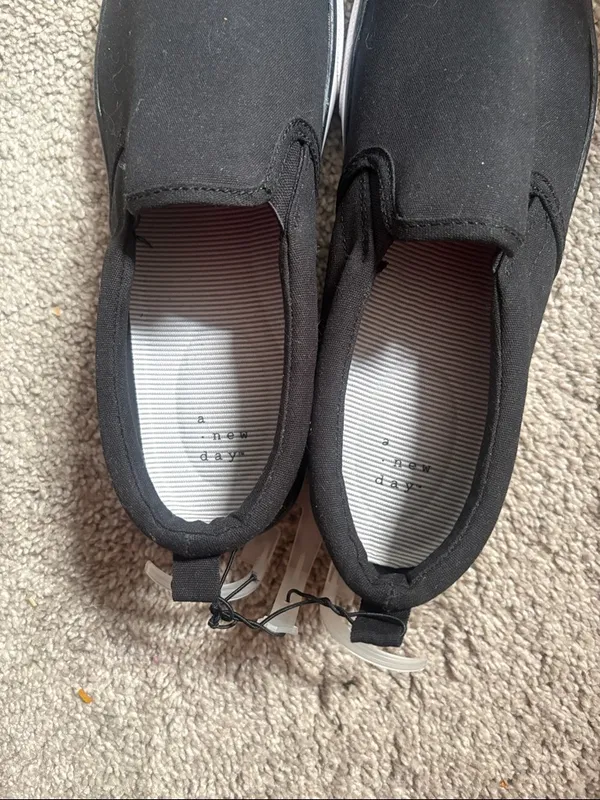 a new day Black Slip-On Canvas Sneakers with White Sole 9w - Image 3