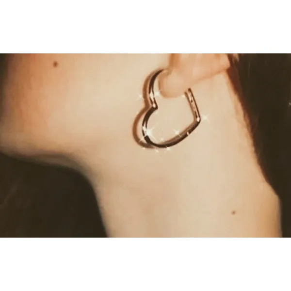NEW Heart‎ Hoop Earrings, Rhodium Plated 925 Silver - Image 14