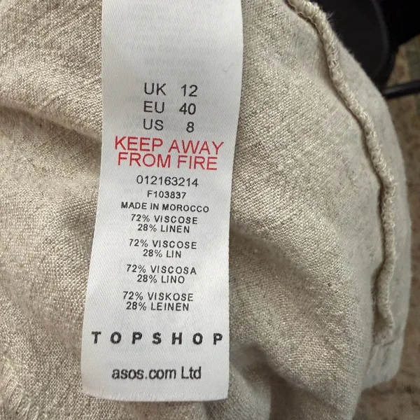 Topshop linen Beige Button-Front Dress - Image 4