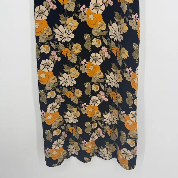 Natural Life Floral Maxi Skirt XS Black Orange Boho Hippie Cottagecore Slit - Image 5