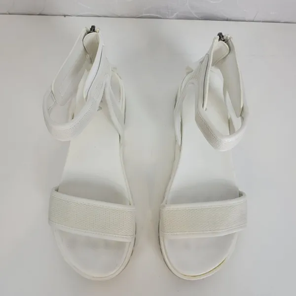 MIA Women's Ellyson Sandals 6.5 White Leather Casual Ankle Strap Flat Back Zip - Image 6