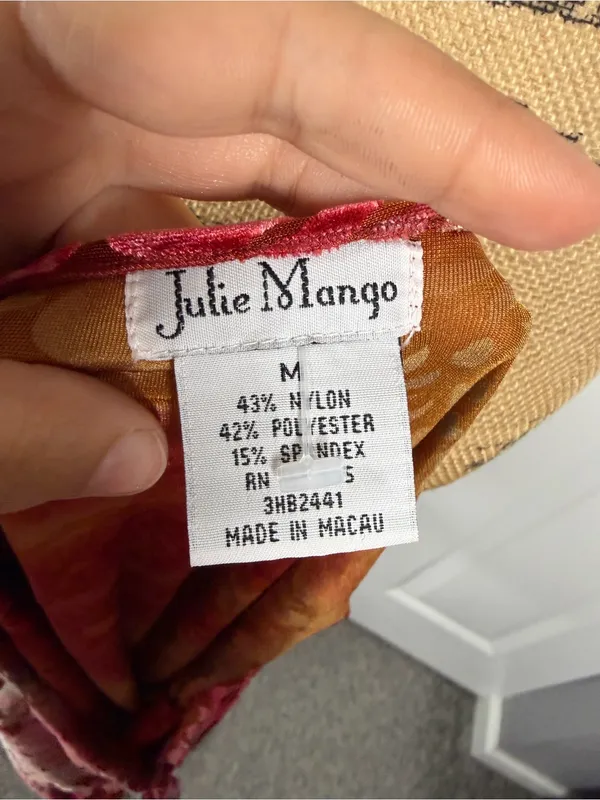 Julie Mango Velvet Burnout Tunic Top Size M Y2K Boho Floral Ombre - Image 7