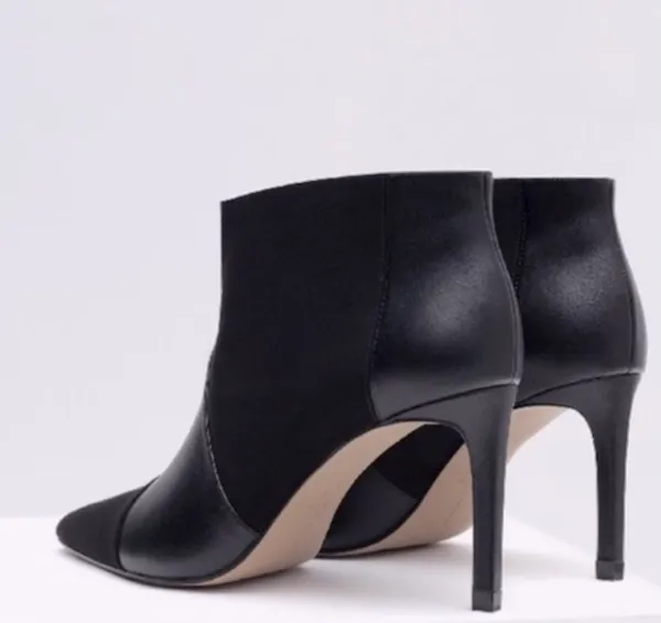 Zara Stiletto Black Suede and Leather Ankle Boots - Image 2