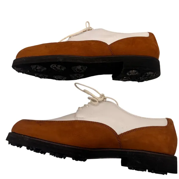 Tag Golf Cleats Two Tone Saddle Oxford Shoes Size 7 Brown White Leather Suede - Image 6