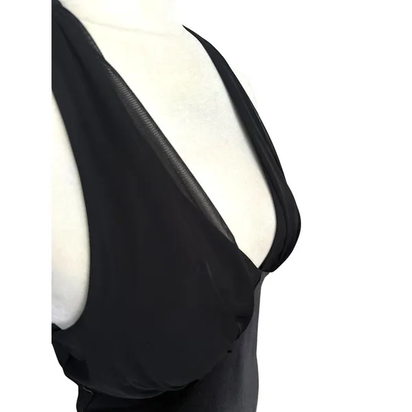 Vintage BMoss‎ Dress Black Midi Halter Dress 6 Babydoll Y2K Whimsigoth Goth Hoco - Image 8