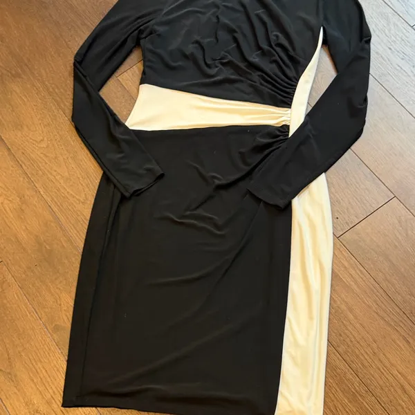 Ralph Lauren Black and White Long Sleeve Dress Size 4 C5-042 - Image 5
