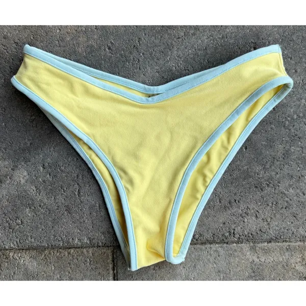 NEW MONTCE Sunshine Binded Lulu Bikini Bottoms Size Small Yellow - Image 4