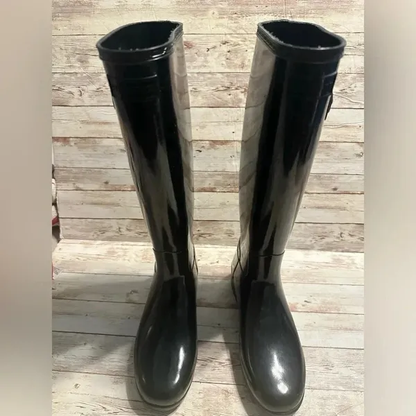 Hunter Original Gloss Tall Rain Boots Women’s Size 6 Black Galoshes - Image 9