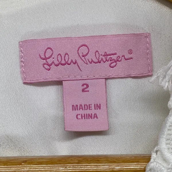 Lilly Pulitzer White‎ Lace Dress Sleeveless Party Cocktail Mini Size 2 - flaw - Image 4