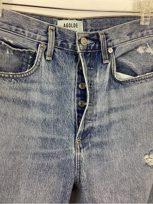Agolde 90's Fit Mid Rise Button Fly Distressed Loose Fit Jeans Size 26 - Image 6