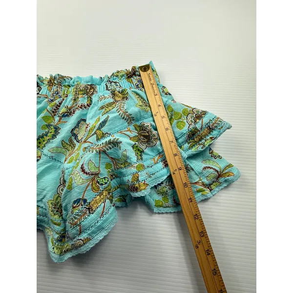 Aerie Turquoise Floral Paisley Ruffle Skort Shorts Smocked Waist‎ XS Boho Summer - Image 3