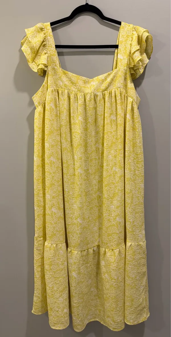 Perch by Blu Pepper Flutter Sleeve Square Neck Floral Maxi Dress Yellow - Image 2