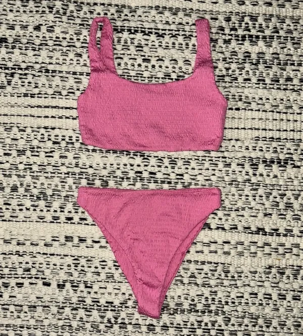🆕 NIB Naked Wardrobe | Bubblegum Pink Smocked Bikini - Image 3