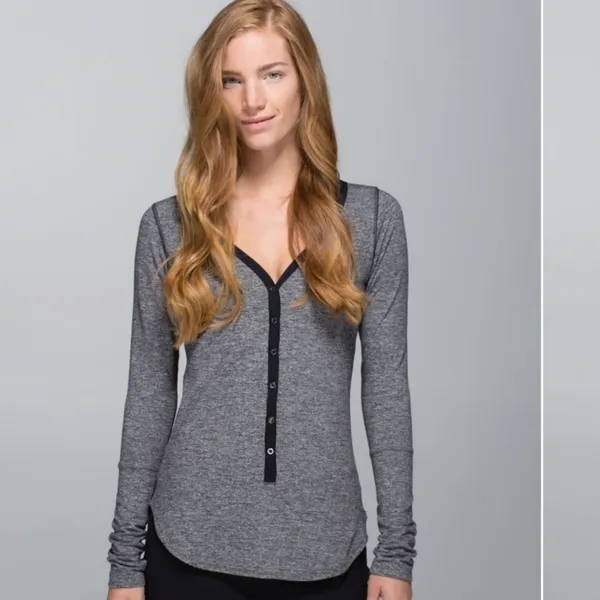 Lululemon Heathered Black Awesome Henley - Image 2