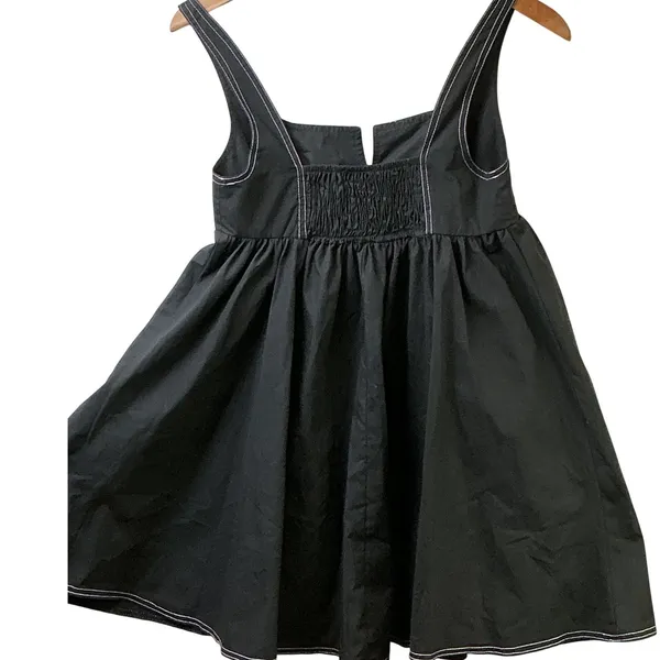 Collusion Black Contrast‎ Stitch Babydoll Mini Dress Square Neck US 2 F103749 - Image 5