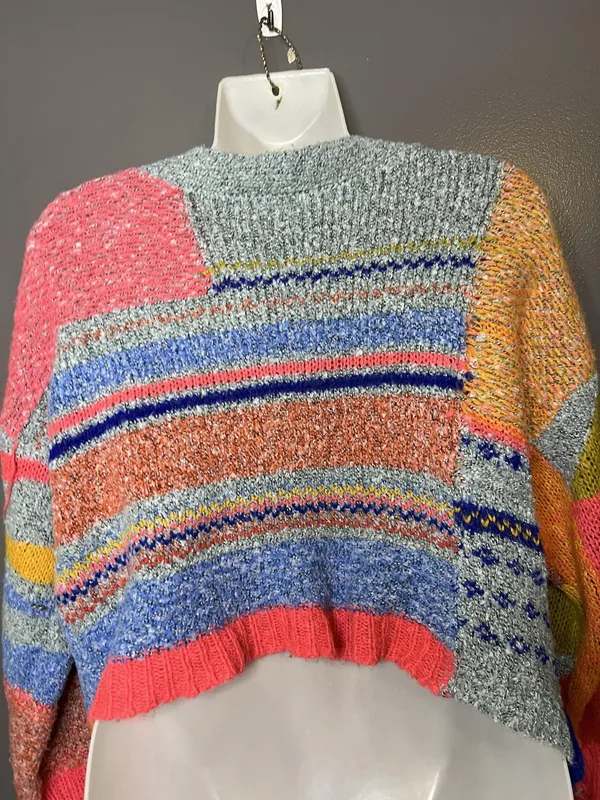 Sincerely Jules Cardigan Sweater Womens XS Multicolor Chunky Knit Open Front - Image 6
