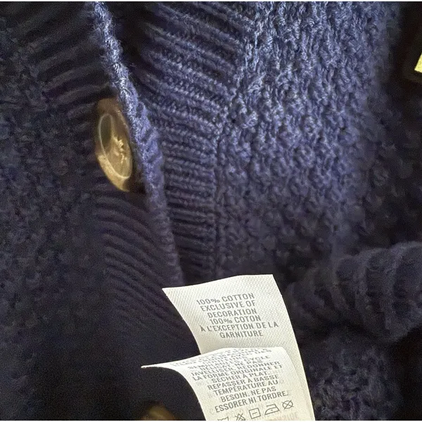 Aerie Varsity Navy Blue Oversized Knit Chunky‎ Cardigan Sweater Women’s Size S - Image 4