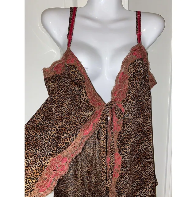 Victoria’s Secret lingerie vintage Y2K leopard print teddy & Bottoms EUC Sz L - Image 3