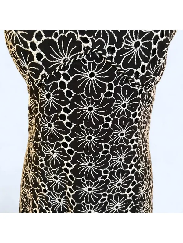 Bergamo black floral mini dress coquette fairy fitted mini dress Size 6 🖤 - Image 3