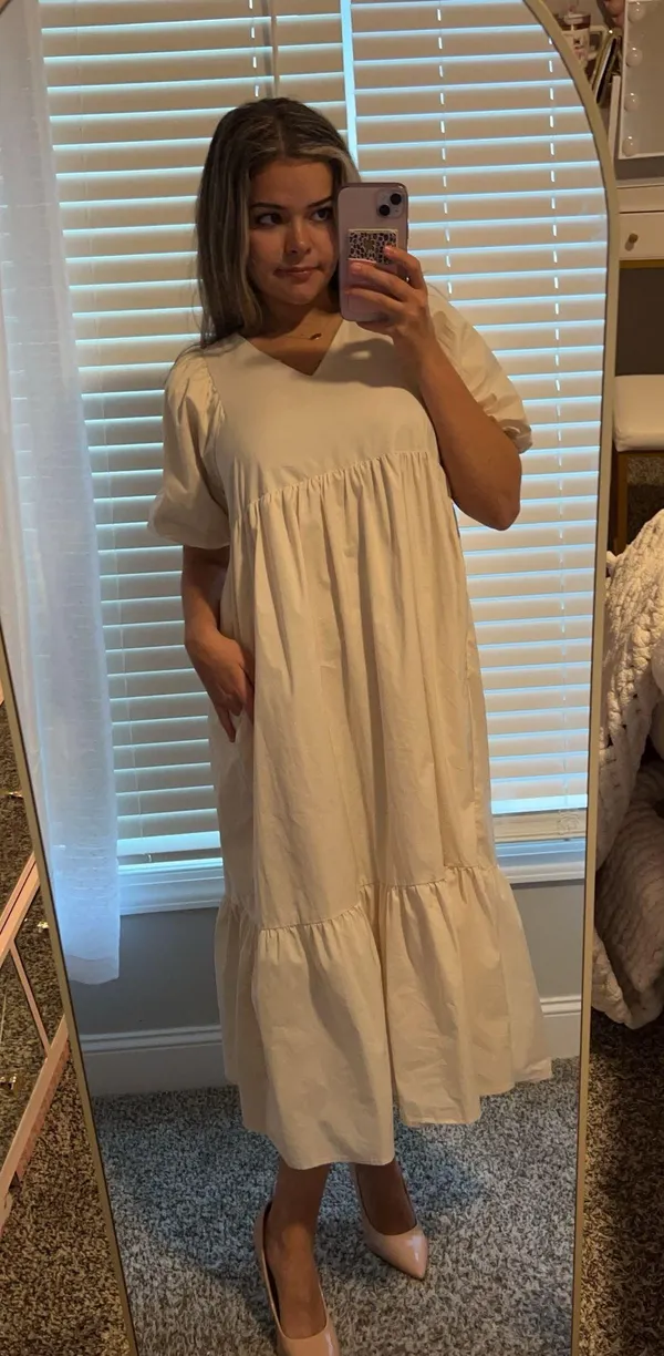 &merci Cream Oversized Midi Dress - Image 4