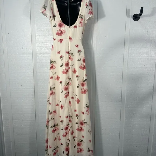 Lulus Cream Floral Flutter Sleeve Maxi Dress Size XS EUC - Image 9