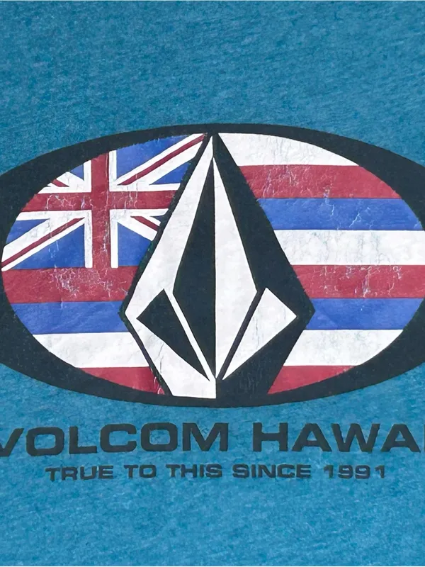 Volcom petite Teal Blue Hawaii Graphic Short-Sleeve Tee T-shirt Small modern fit - Image 3