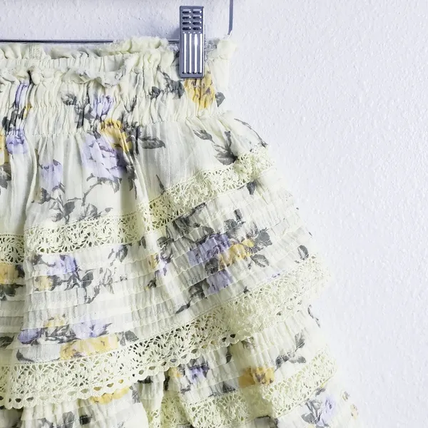 Aerie Rock Ruffle Floral Mist Yellow Mini Skirt - Image 4