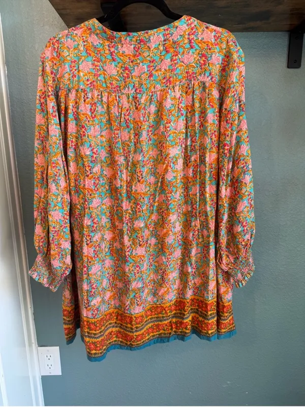 NWT Natural Life Dara V-Neck Tunic Dress Boho Floral Tassel Mini Medium - Image 8